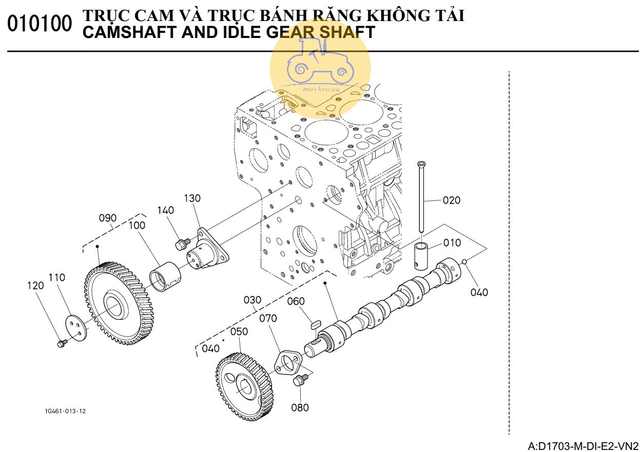 Trục cam và bánh răng không tải